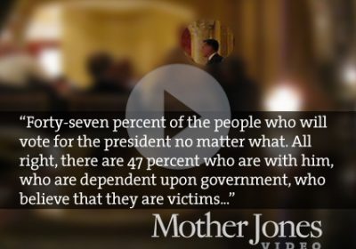 Romney milijonieriams donorams pasakoja tai, ką jis tikrai galvoja apie Obamos rinkėjus – motiną Jones